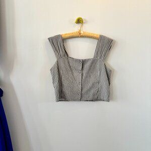 OAK + FORT Green Gingham Cropped Tank